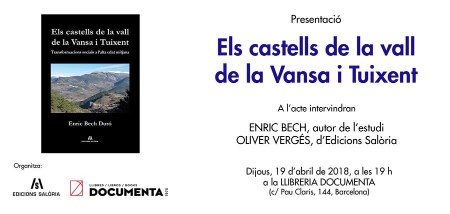 Presentem "Els castells de la vall de la Vansa i Tuixent", d’Enric Bech - 