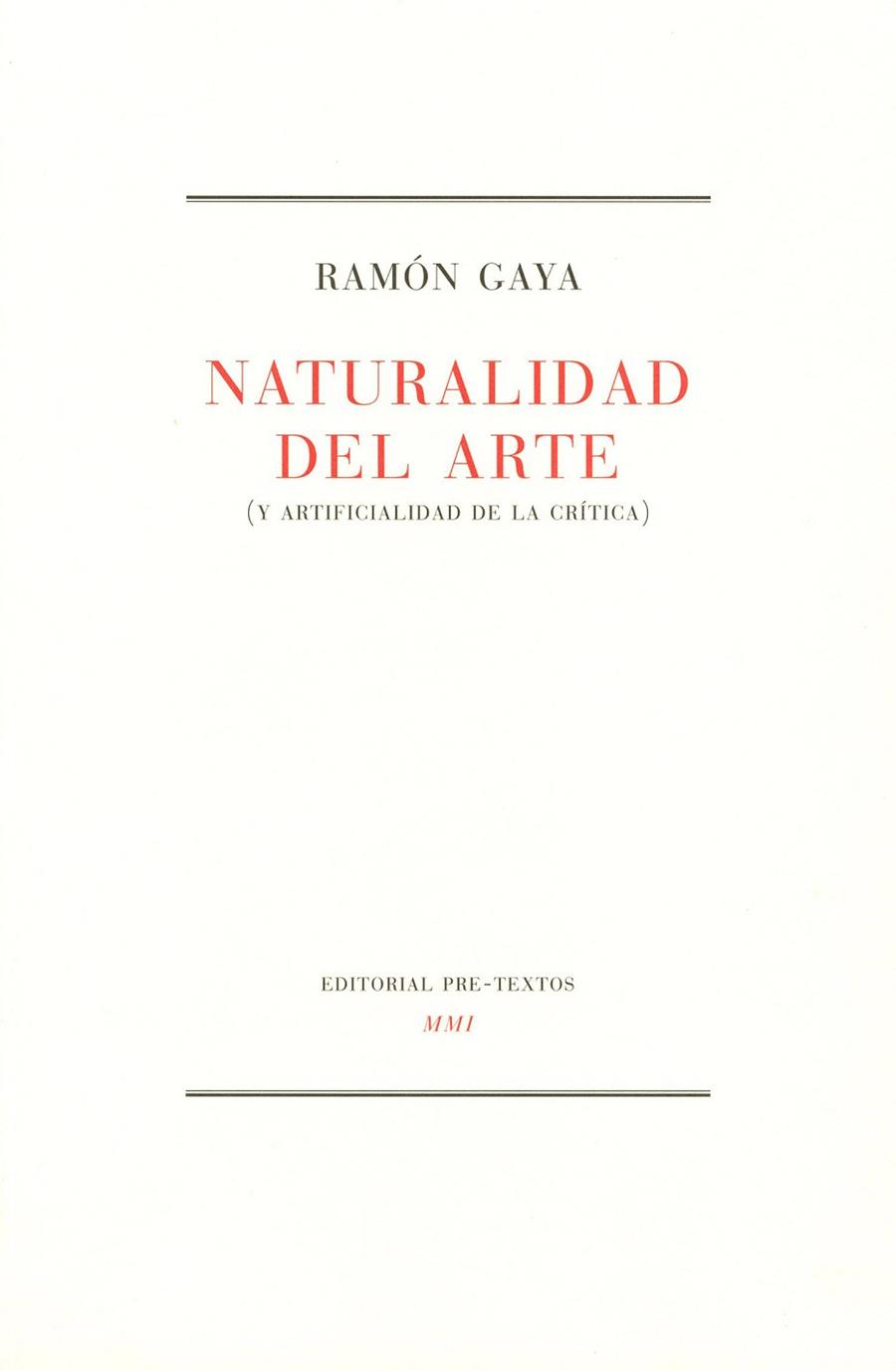NATURALIDAD Y ARTE | 9788481910926 | RAMON GAYA