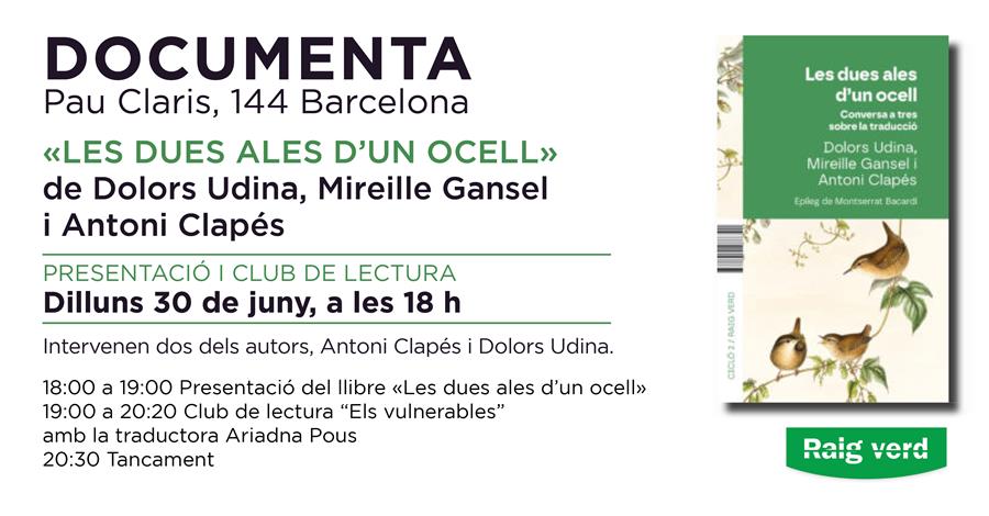 Presentació «Les dues ales d’un ocell» / Club de lectura «Els vulnerables» - 