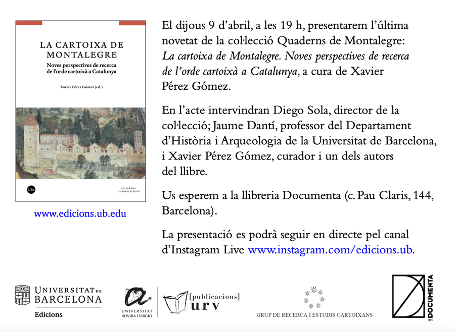 Presentació «La Cartoixa de Montalegre» de Xavier Pérez Gómez - 