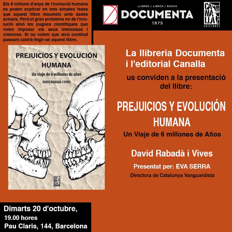 Presentem "Prejuicios y evolución humana" de David Rabadà Vives - 