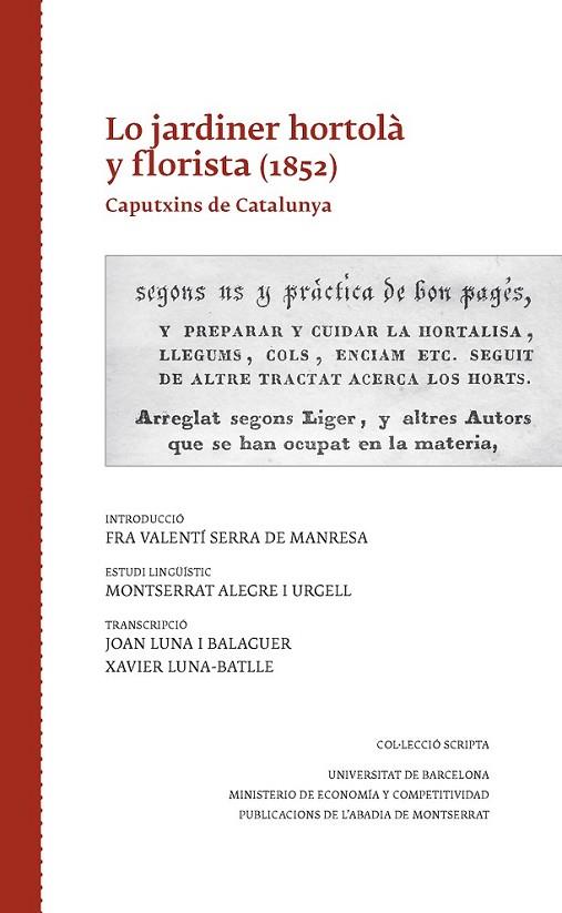 LO JARDINER HORTOLÀ Y FLORISTA (1852) | 9788498838657 | PARES CAPUTXINS DE CATALUNYA