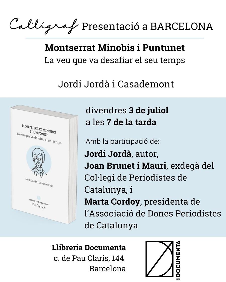 Presentació «Montserrat Minobis i Puntonet. La veu que va desafiar el seu temps» de Jordi Jordà  - 