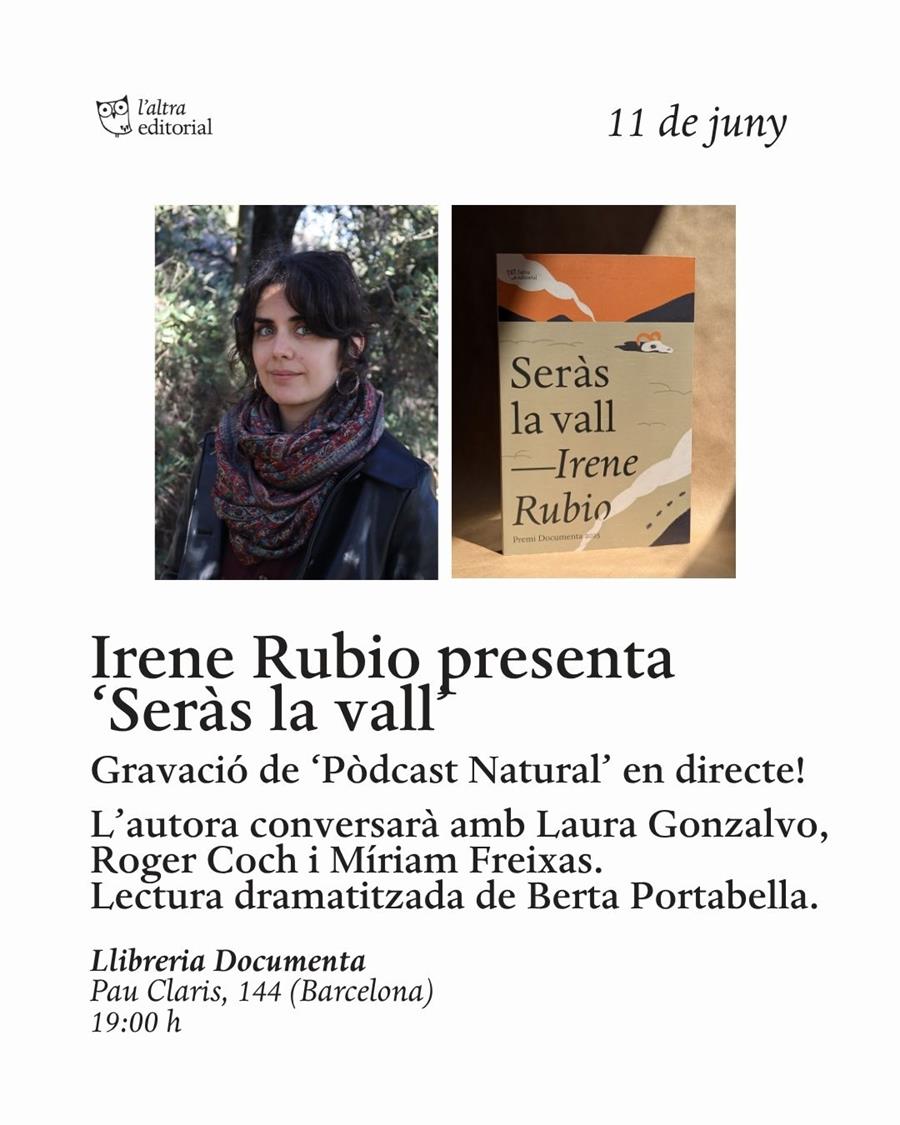 Presentació del Premi Documenta 2025 «Seràs la vall», d'Irene Rubio  - 