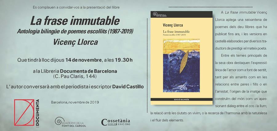 Presentem "La frase immutable" de Vicenç Llorca - 