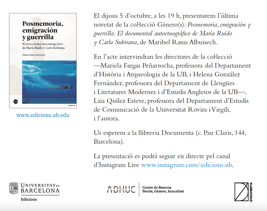 Presentació «Posmemoria, emigración y guerrilla» de María Ruido i Carla Subirana - 