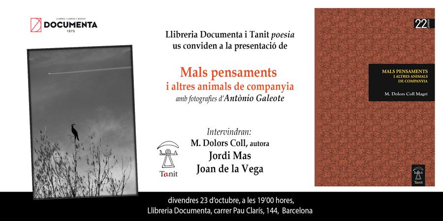 Presentem "Mals pensaments i altres animals de companyia" de M. Dolors Coll - 