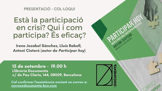 Presentem «Participar hoy» d'Antoni Cisteró - 