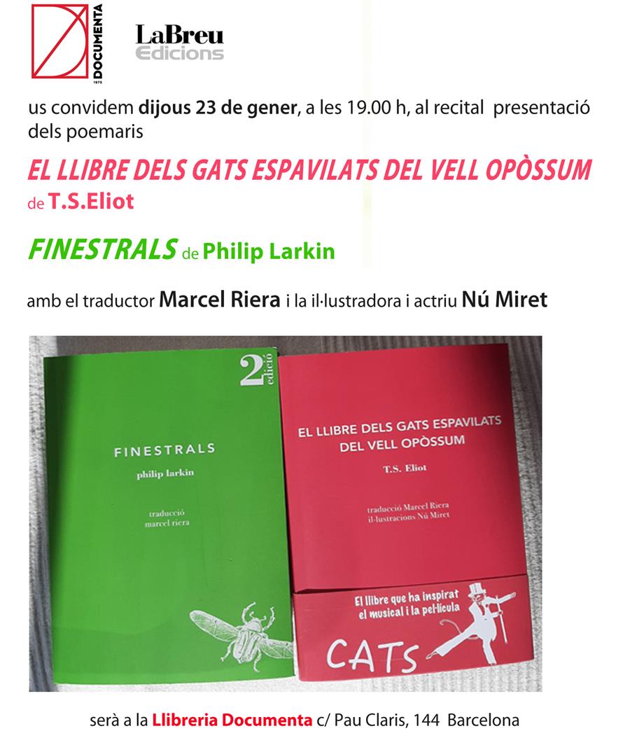 Larkin & Eliot, Finestrals & Gats, un recital presentació - 