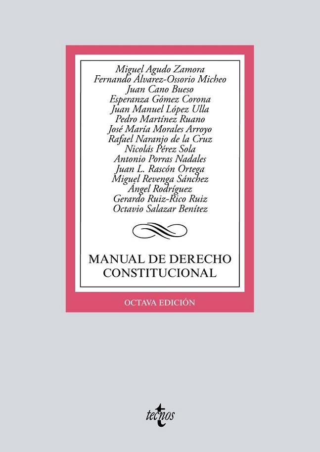 MANUAL DE DERECHO CONSTITUCIONAL | 9788430972340 | AGUDO ZAMORA, MIGUEL/ÁLVAREZ-OSSORIO MICHEO, FERNANDO/CANO BUESO, JUAN/GóMEZ CORONA, ESPERANZA/LóPEZ