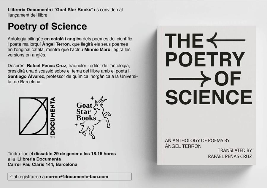 Presentem «Poetry of Science» d'Àngel Terron, traducció per Rafael Peñas Cruz - 