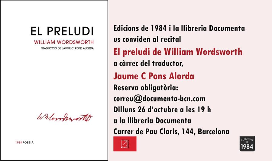 Presentem i recitem El Preludi de Wordsworth amb Jaume C. Pons Alorda - 