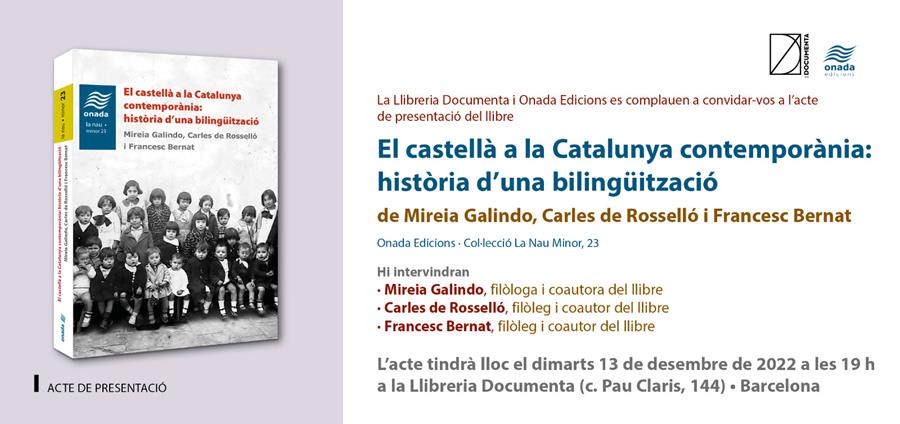 Presentem «El castellà a la Catalunya contemporània: història d’una bilingüització» - 