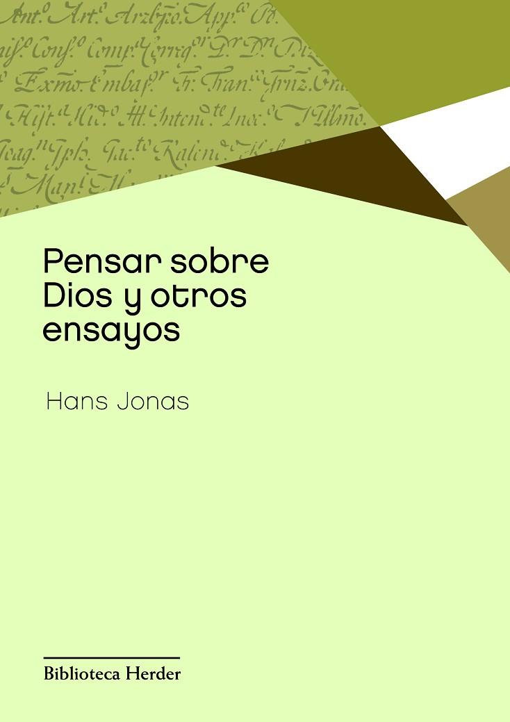 PENSAR SOBRE DIOS Y OTROS ENSAYOS | 9788425428753 | JONAS, HANS
