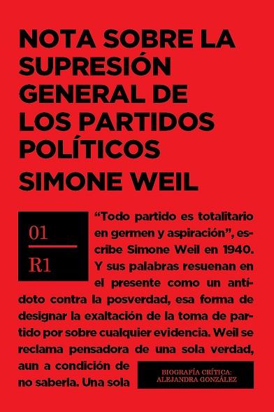 NOTA SOBRE LA SUPRESION GENERAL DE LOS PARTIDOS POLITICOS | 9789874278364 | WEIL,SIMONE