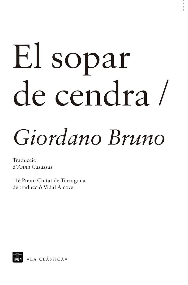 SOPAR DE CENDRA, EL | 9788415835288 | BRUNO, GIORDANO