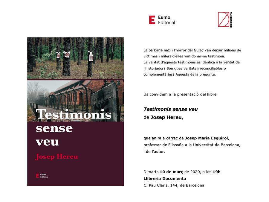 Presentem "Testimonis sense veu" de Josep Hereu - 