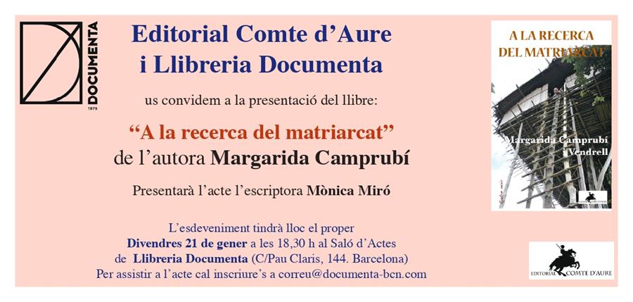 Presentem «A la recerca del matriarcat» de Margarida Camprubí - 