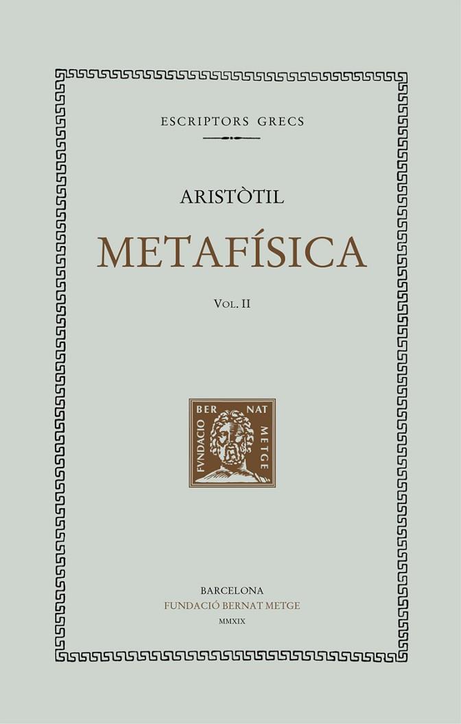 METAFISICA. VOL.II. LLIBRES VIII - XIV | 9788498593303 | ARISTOTIL