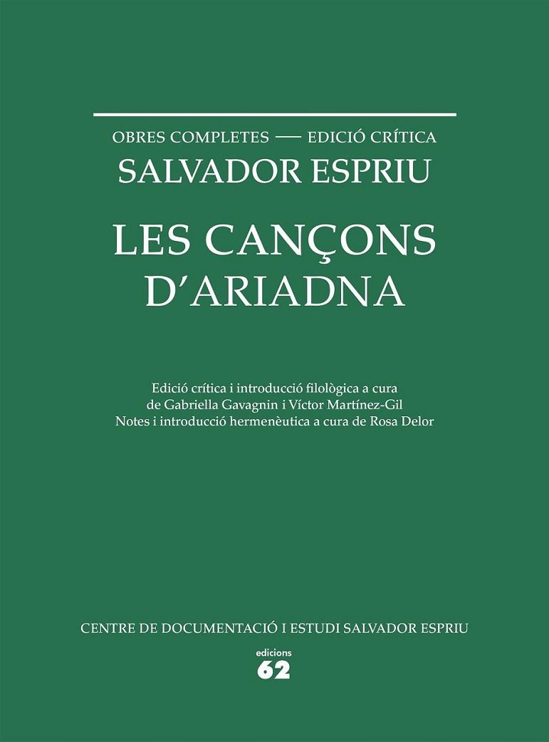 CANÇONS D'ARIADNA. LES  edició crítica | 9788429773330 | ESPRIU, SALVADOR