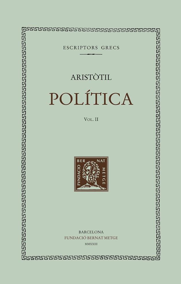 POLÍTICA (VOL. II) | 9788498594089 | ARISTÒTIL