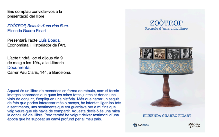 Presentació «Zoòtrop. Retaule d'una vida lliure» d'Elisenda Guarro Picart - 