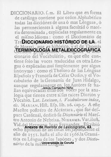 DICCIONARIO HISTÓRICO DE LA TERMINOLOGÍA METALEXICOGRÁFICA | 9788497497862 | CAMACHO NIÑO, JESÚS