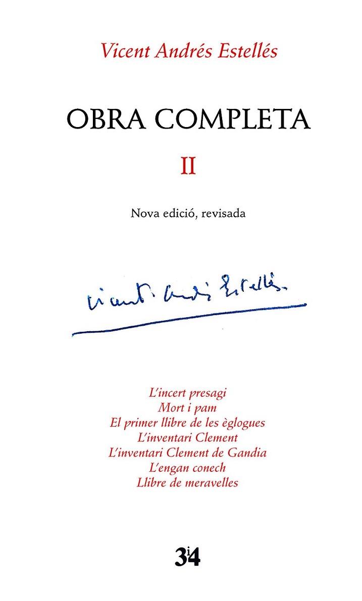 OBRA COMPLETA, II | 9788475029696 | ANDRÉS ESTELLÉS, VICENT