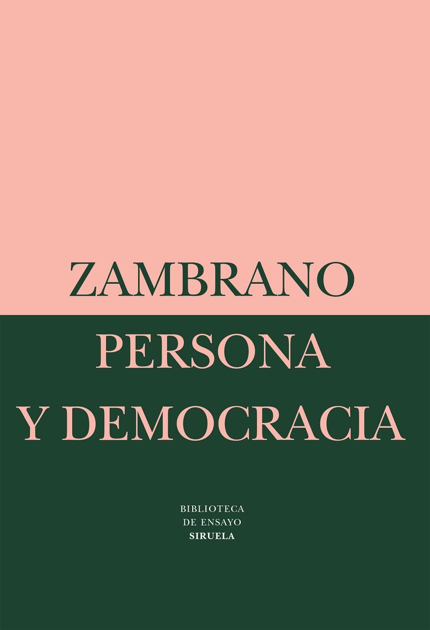 PERSONA Y DEMOCRACIA | 9788478443147 | ZAMBRANO