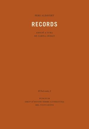 RECORDS | 9788493737160 | ALDAVERT, PERE