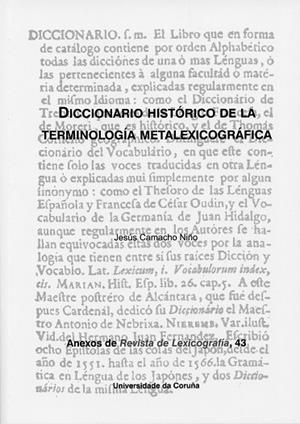 DICCIONARIO HISTÓRICO DE LA TERMINOLOGÍA METALEXICOGRÁFICA | 9788497497862 | CAMACHO NIÑO, JESÚS