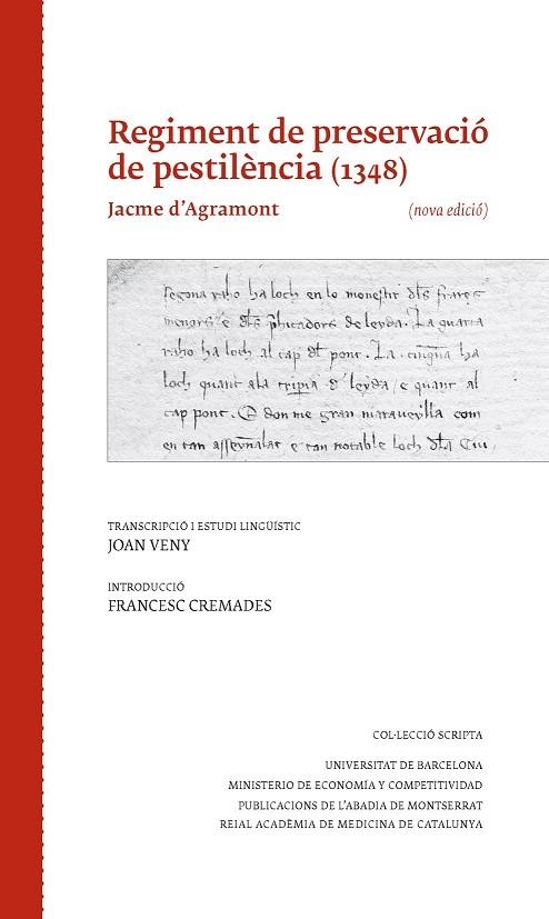 REGIMENT DE PRESERVACIÓ DE PESTILÈNCIA (1348) | 9788498837865 | AGRAMONT, JACME D'