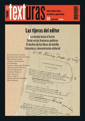 TEXTURAS 59: LAS TIJERAS DEL EDITOR | 9791399112290 | VARIOS AUTORES